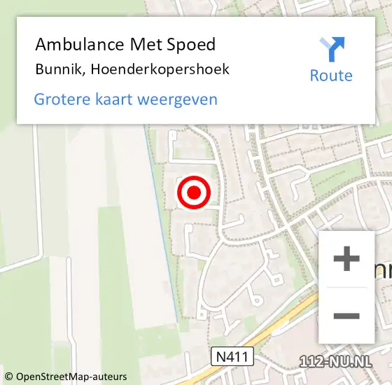 Locatie op kaart van de 112 melding: Ambulance Met Spoed Naar Bunnik, Hoenderkopershoek op 10 april 2017 05:16