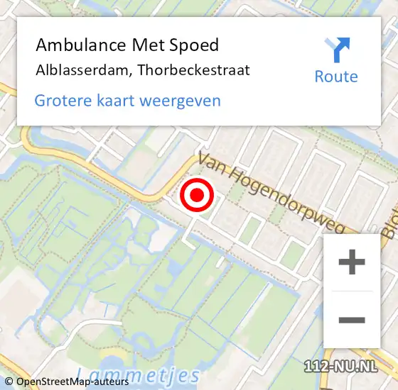 Locatie op kaart van de 112 melding: Ambulance Met Spoed Naar Alblasserdam, Thorbeckestraat op 10 april 2017 06:17