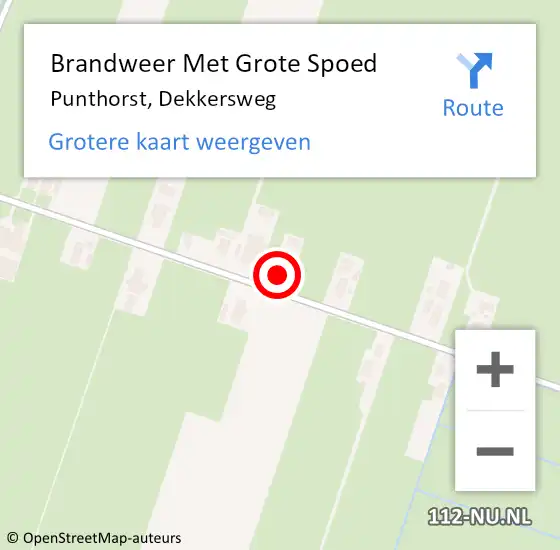 Locatie op kaart van de 112 melding: Brandweer Met Grote Spoed Naar Punthorst, Dekkersweg op 10 april 2017 07:58