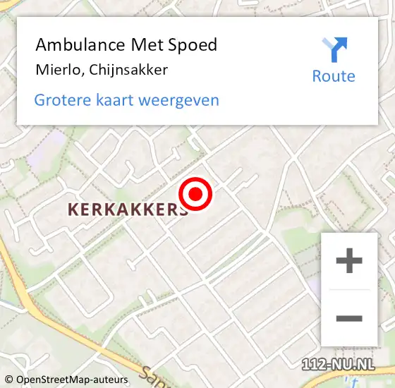 Locatie op kaart van de 112 melding: Ambulance Met Spoed Naar Mierlo, Chijnsakker op 10 april 2017 08:29