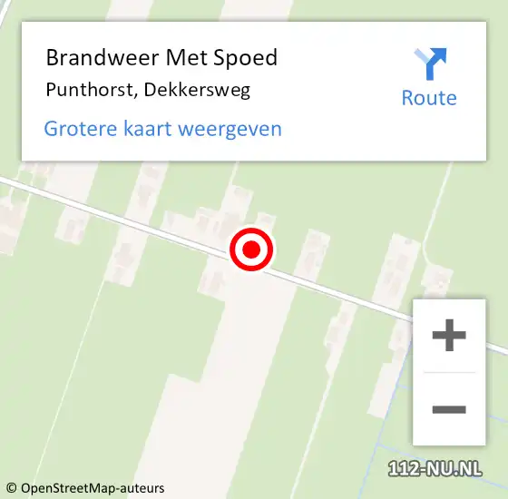 Locatie op kaart van de 112 melding: Brandweer Met Spoed Naar Punthorst, Dekkersweg op 10 april 2017 08:29