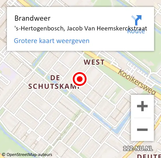 Locatie op kaart van de 112 melding: Brandweer 's-Hertogenbosch, Jacob Van Heemskerckstraat op 10 april 2017 08:36