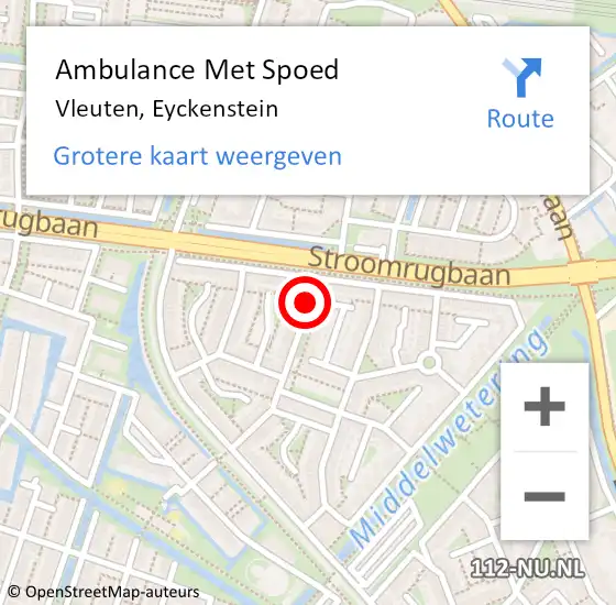 Locatie op kaart van de 112 melding: Ambulance Met Spoed Naar Vleuten, Eyckenstein op 10 april 2017 08:39