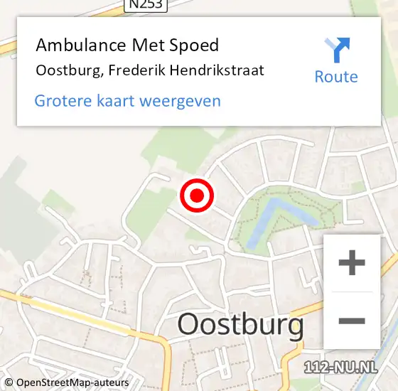 Locatie op kaart van de 112 melding: Ambulance Met Spoed Naar Oostburg, Frederik Hendrikstraat op 10 april 2017 08:55