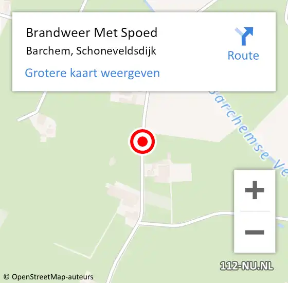 Locatie op kaart van de 112 melding: Brandweer Met Spoed Naar Barchem, Schoneveldsdijk op 10 april 2017 09:17