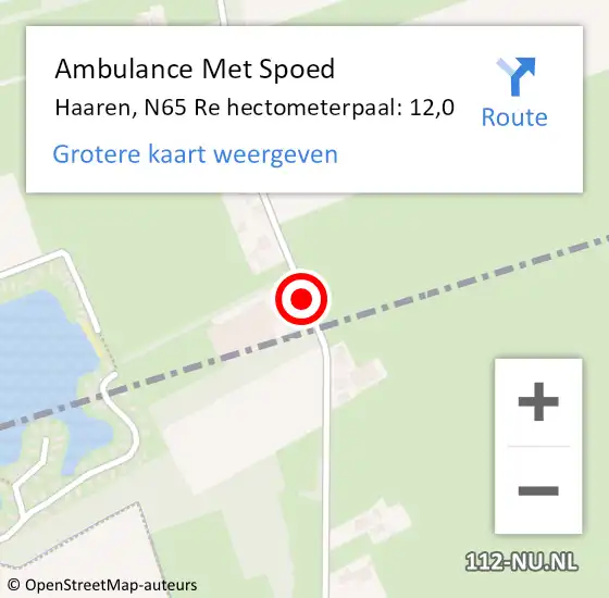 Locatie op kaart van de 112 melding: Ambulance Met Spoed Naar Haaren, N65 Re hectometerpaal: 12,0 op 10 april 2017 09:34