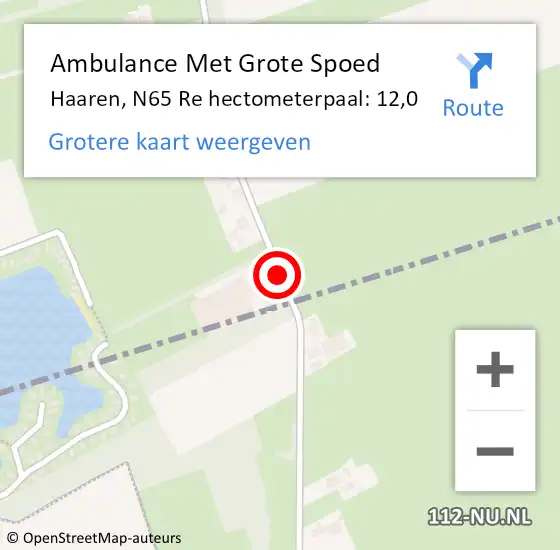 Locatie op kaart van de 112 melding: Ambulance Met Grote Spoed Naar Haaren, N65 Re hectometerpaal: 12,0 op 10 april 2017 09:38