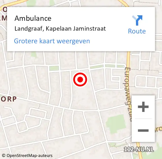 Locatie op kaart van de 112 melding: Ambulance Landgraaf, Kapelaan Jaminstraat op 16 januari 2014 17:10