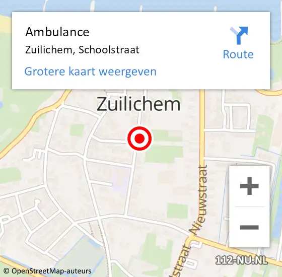 Locatie op kaart van de 112 melding: Ambulance Zuilichem, Schoolstraat op 10 april 2017 09:39