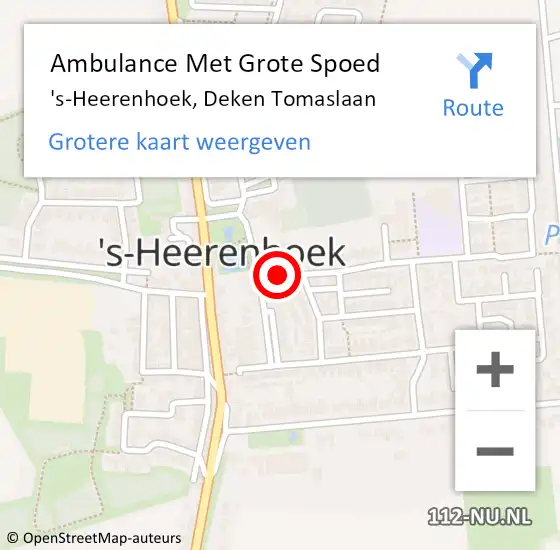 Locatie op kaart van de 112 melding: Ambulance Met Grote Spoed Naar 's-Heerenhoek, Deken Tomaslaan op 10 april 2017 09:43