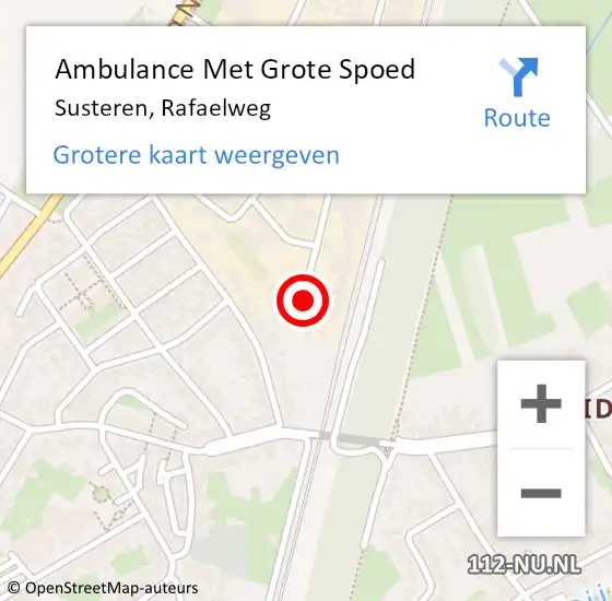 Locatie op kaart van de 112 melding: Ambulance Met Grote Spoed Naar Susteren, Rafaelweg op 10 april 2017 10:14