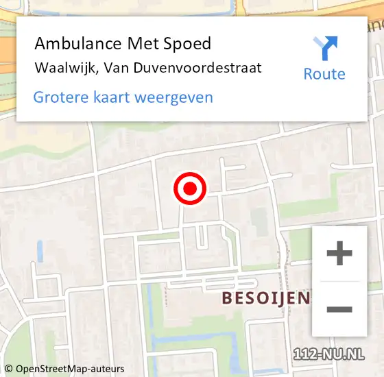 Locatie op kaart van de 112 melding: Ambulance Met Spoed Naar Waalwijk, Van Duvenvoordestraat op 10 april 2017 10:36