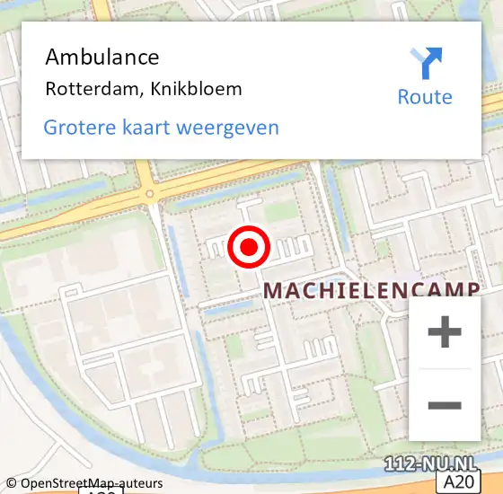 Locatie op kaart van de 112 melding: Ambulance Rotterdam, Knikbloem op 10 april 2017 10:41