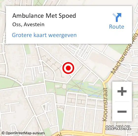 Locatie op kaart van de 112 melding: Ambulance Met Spoed Naar Oss, Avestein op 10 april 2017 10:45