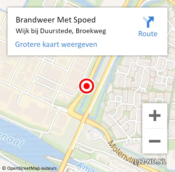 Locatie op kaart van de 112 melding: Brandweer Met Spoed Naar Wijk bij Duurstede, Broekweg op 10 april 2017 11:03