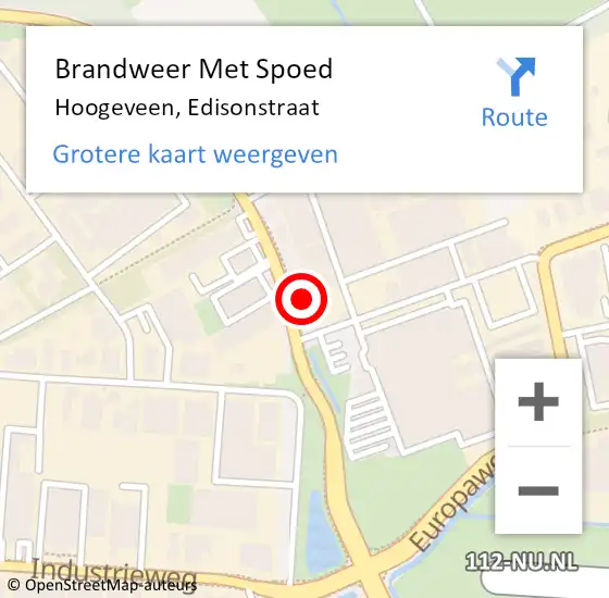 Locatie op kaart van de 112 melding: Brandweer Met Spoed Naar Hoogeveen, Edisonstraat op 10 april 2017 11:15