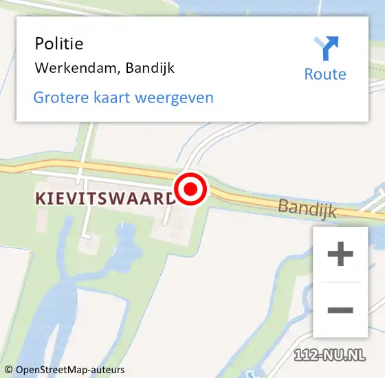 Locatie op kaart van de 112 melding: Politie Werkendam, Bandijk op 16 januari 2014 17:22