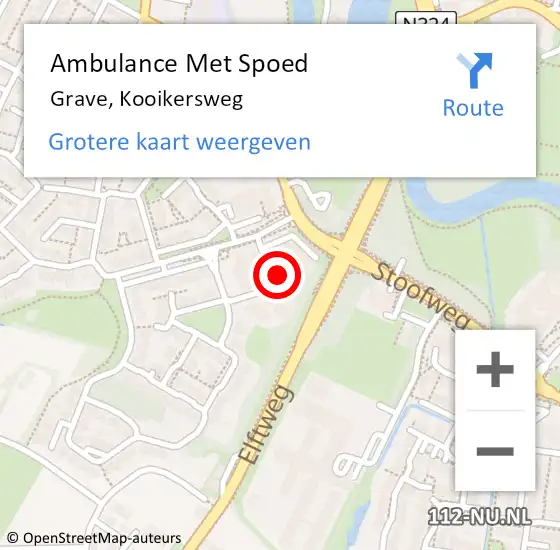 Locatie op kaart van de 112 melding: Ambulance Met Spoed Naar Grave, Kooikersweg op 10 april 2017 11:19