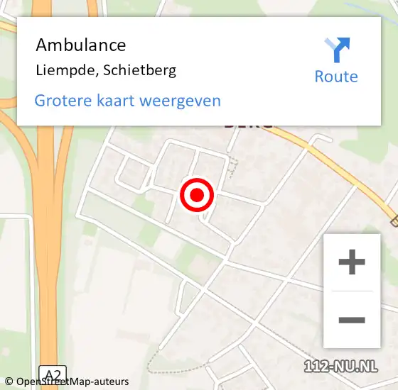 Locatie op kaart van de 112 melding: Ambulance Liempde, Schietberg op 10 april 2017 12:20