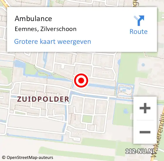 Locatie op kaart van de 112 melding: Ambulance Eemnes, Zilverschoon op 10 april 2017 12:24