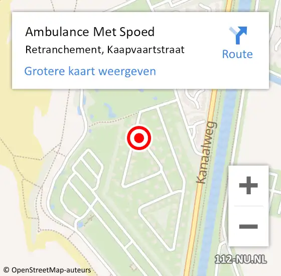 Locatie op kaart van de 112 melding: Ambulance Met Spoed Naar Retranchement, Kaapvaartstraat op 10 april 2017 13:13