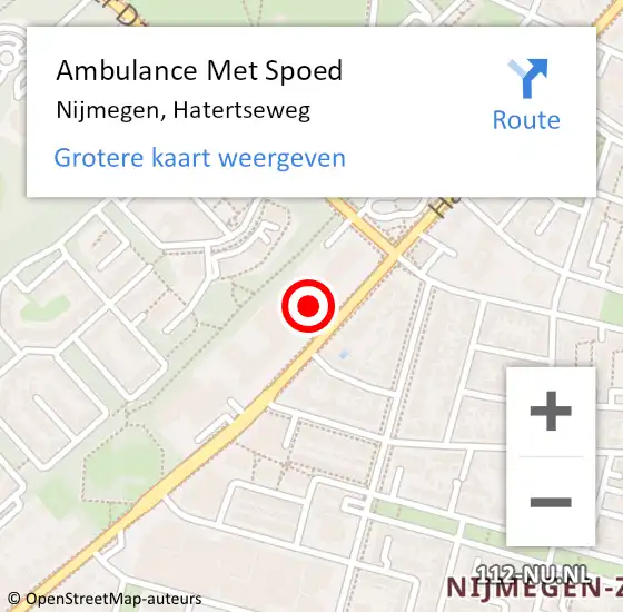 Locatie op kaart van de 112 melding: Ambulance Met Spoed Naar Nijmegen, Hatertseweg op 10 april 2017 13:24
