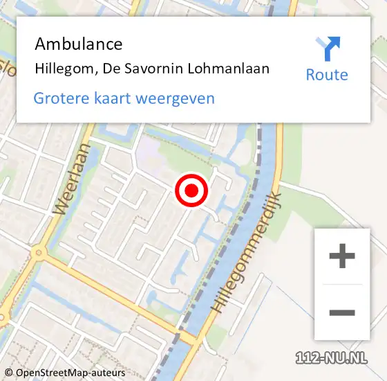 Locatie op kaart van de 112 melding: Ambulance Hillegom, De Savornin Lohmanlaan op 10 april 2017 13:36