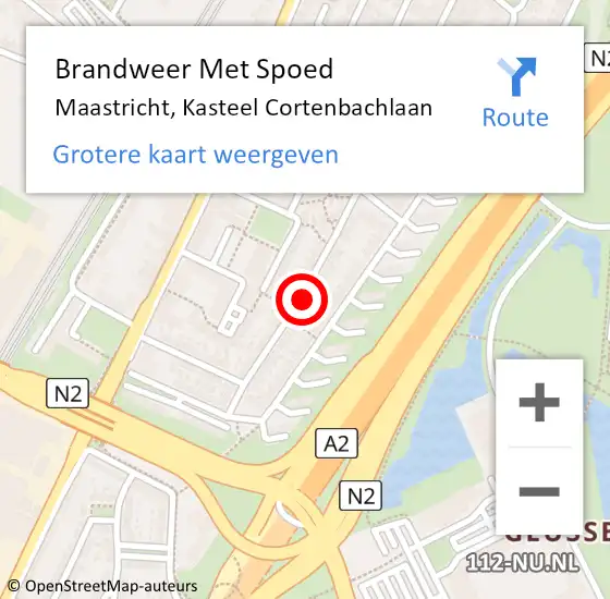 Locatie op kaart van de 112 melding: Brandweer Met Spoed Naar Maastricht, Kasteel Cortenbachlaan op 10 april 2017 13:43