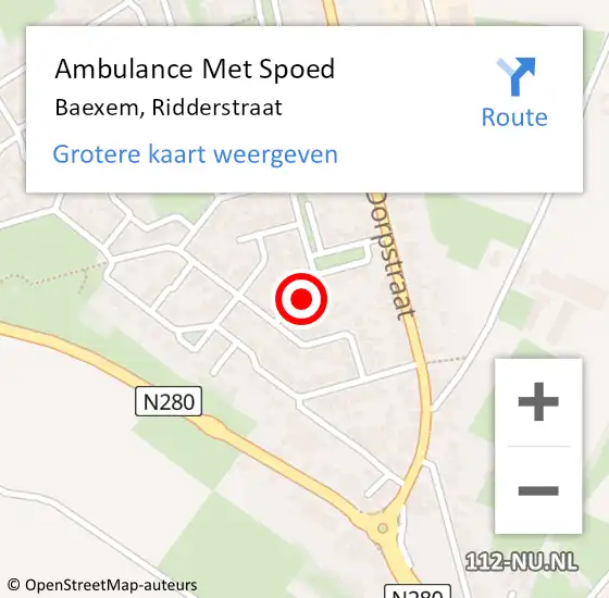 Locatie op kaart van de 112 melding: Ambulance Met Spoed Naar Baexem, Ridderstraat op 10 april 2017 14:26