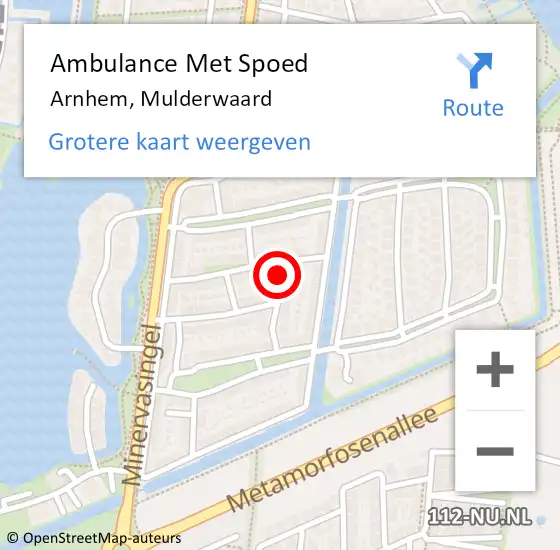 Locatie op kaart van de 112 melding: Ambulance Met Spoed Naar Arnhem, Mulderwaard op 10 april 2017 14:46