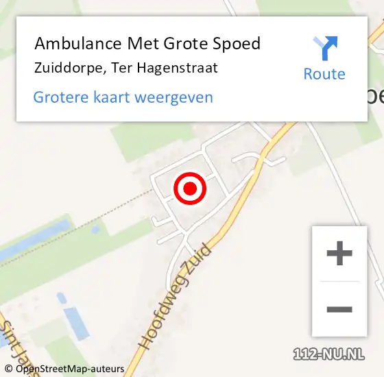 Locatie op kaart van de 112 melding: Ambulance Met Grote Spoed Naar Zuiddorpe, Ter Hagenstraat op 10 april 2017 15:10