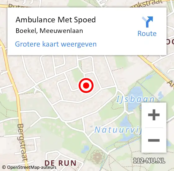 Locatie op kaart van de 112 melding: Ambulance Met Spoed Naar Boekel, Meeuwenlaan op 10 april 2017 15:14