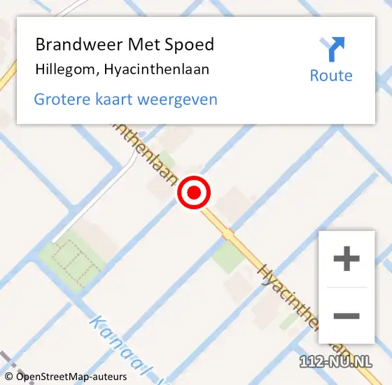 Locatie op kaart van de 112 melding: Brandweer Met Spoed Naar Hillegom, Hyacinthenlaan op 10 april 2017 15:25