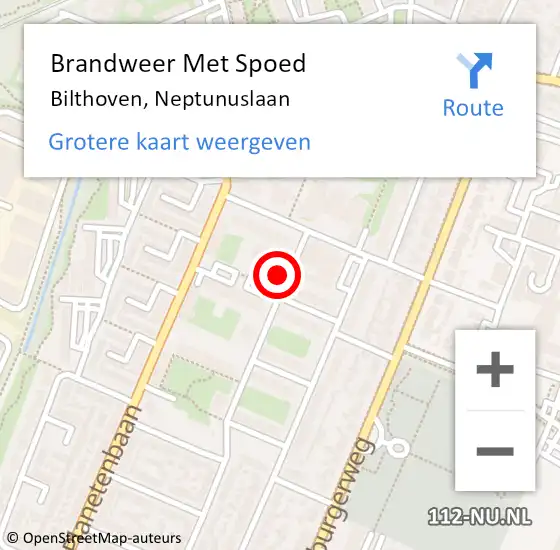 Locatie op kaart van de 112 melding: Brandweer Met Spoed Naar Bilthoven, Neptunuslaan op 10 april 2017 15:31