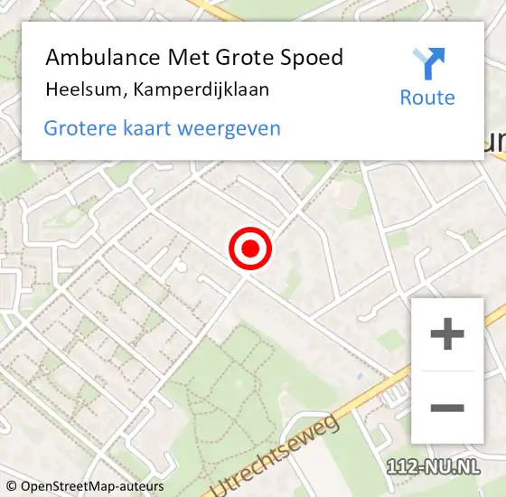 Locatie op kaart van de 112 melding: Ambulance Met Grote Spoed Naar Heelsum, Kamperdijklaan op 10 april 2017 15:41