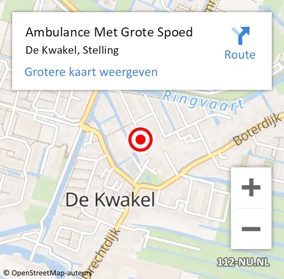 Locatie op kaart van de 112 melding: Ambulance Met Grote Spoed Naar De Kwakel, Stelling op 10 april 2017 15:46