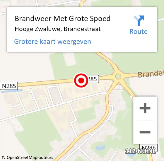 Locatie op kaart van de 112 melding: Brandweer Met Grote Spoed Naar Hooge Zwaluwe, Brandestraat op 10 april 2017 16:18