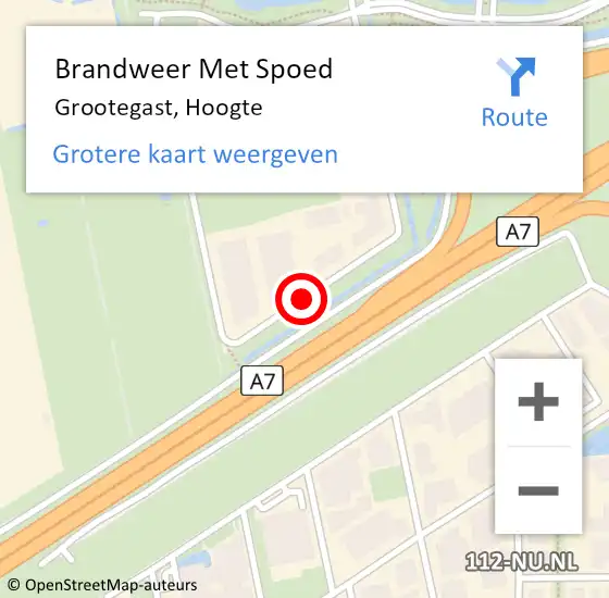 Locatie op kaart van de 112 melding: Brandweer Met Spoed Naar Grootegast, Hoogte op 10 april 2017 16:28