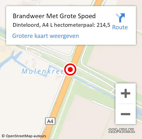 Locatie op kaart van de 112 melding: Brandweer Met Grote Spoed Naar Dinteloord, A4 L hectometerpaal: 214,5 op 10 april 2017 16:51