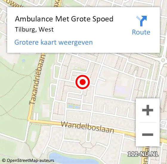 Locatie op kaart van de 112 melding: Ambulance Met Grote Spoed Naar Tilburg, West op 10 april 2017 16:59