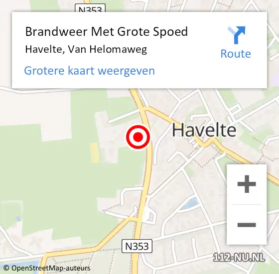 Locatie op kaart van de 112 melding: Brandweer Met Grote Spoed Naar Havelte, Van Helomaweg op 10 april 2017 17:12