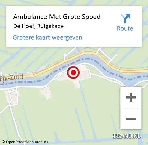 Locatie op kaart van de 112 melding: Ambulance Met Grote Spoed Naar De Hoef, Ruigekade op 10 april 2017 17:39