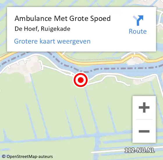 Locatie op kaart van de 112 melding: Ambulance Met Grote Spoed Naar De Hoef, Ruigekade op 10 april 2017 17:42