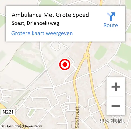 Locatie op kaart van de 112 melding: Ambulance Met Grote Spoed Naar Soest, Driehoeksweg op 10 april 2017 17:44