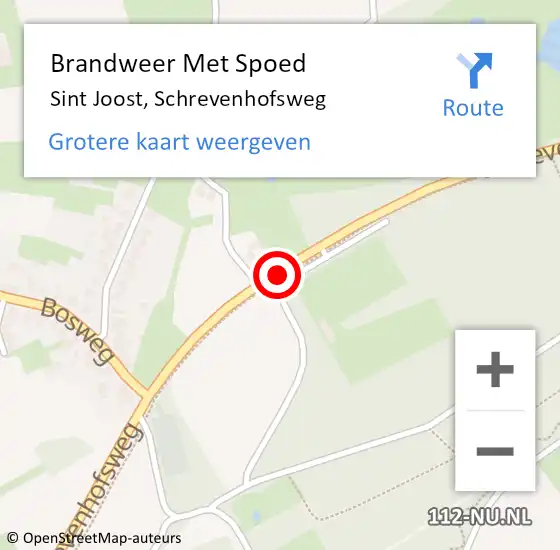 Locatie op kaart van de 112 melding: Brandweer Met Spoed Naar Sint Joost, Schrevenhofsweg op 10 april 2017 17:54