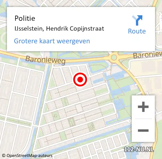 Locatie op kaart van de 112 melding: Politie IJsselstein, Hendrik Copijnstraat op 10 april 2017 18:14