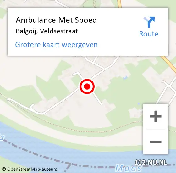 Locatie op kaart van de 112 melding: Ambulance Met Spoed Naar Balgoij, Veldsestraat op 10 april 2017 18:43