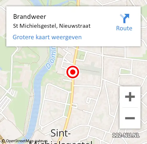 Locatie op kaart van de 112 melding: Brandweer St Michielsgestel, Nieuwstraat op 10 april 2017 19:01