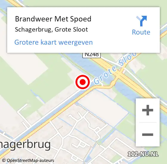 Locatie op kaart van de 112 melding: Brandweer Met Spoed Naar Schagerbrug, Grote Sloot op 10 april 2017 19:02