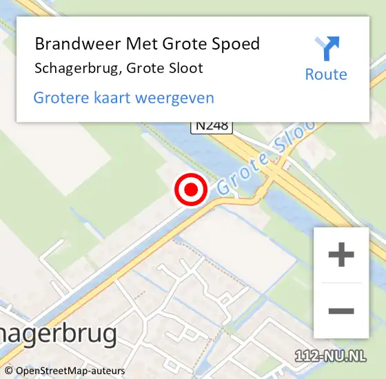 Locatie op kaart van de 112 melding: Brandweer Met Grote Spoed Naar Schagerbrug, Grote Sloot op 10 april 2017 19:22